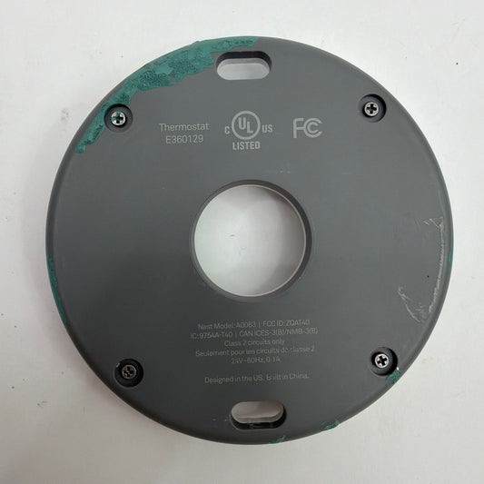 Nest Thermostat Backplate Mounting Base Model A0063 (FCC ID ZQAT40)