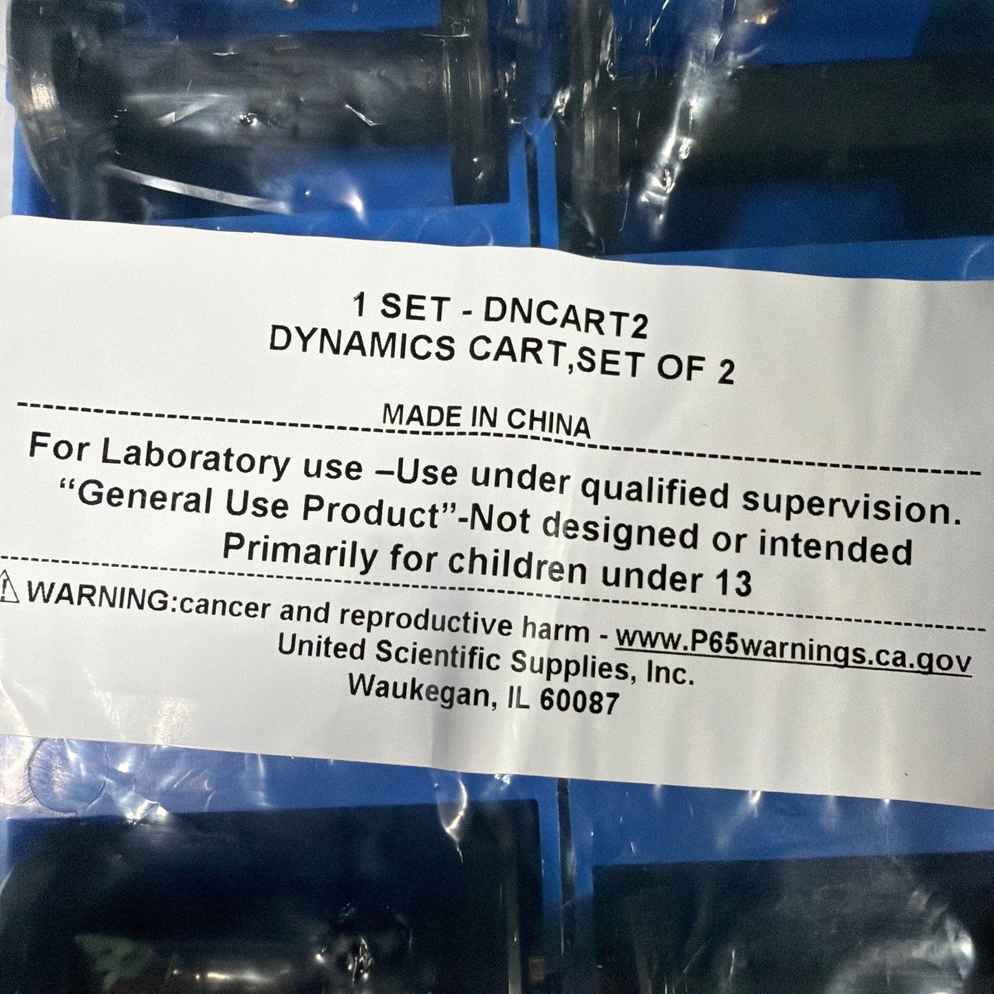 United Scientific Supplies DNCART2 Dynamics Carts Set of 2 Blue Physics Lab
