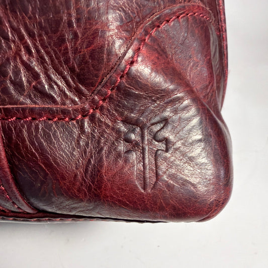 Frye Oxblood Burgundy Leather Satchel Handbag with Shoulder Strap