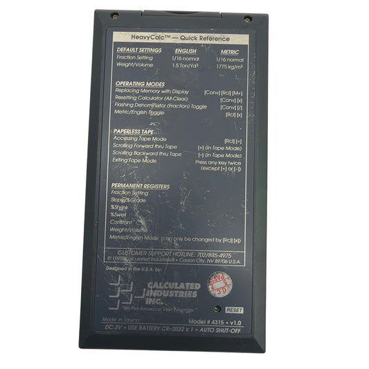 Calculated Industries Construction Master IV HeavyCalc Calculator Model 4315 v1.