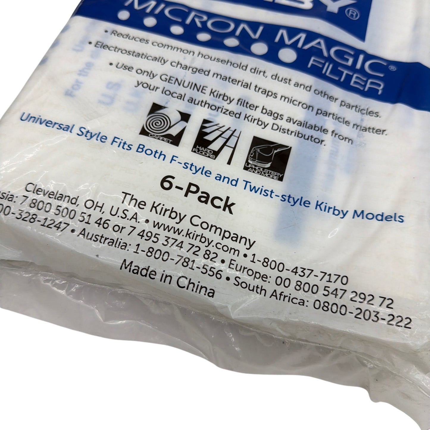 Kirby Micron Magic Universal Vacuum Filter Bags 6-Pack F-Style & Twist-Style