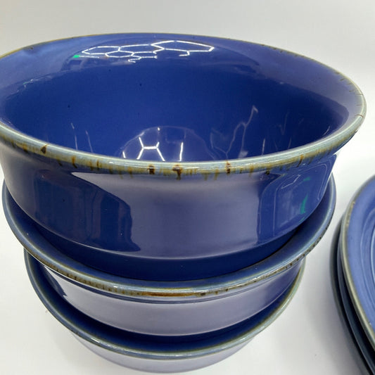 Storey Hill Lodge Country Crock Blue Stoneware 9-Piece Dinnerware Set 3 Each