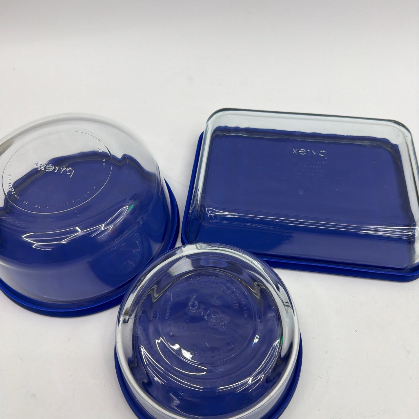 Pyrex Storage Glass Container Set with Blue Lids 3-Piece