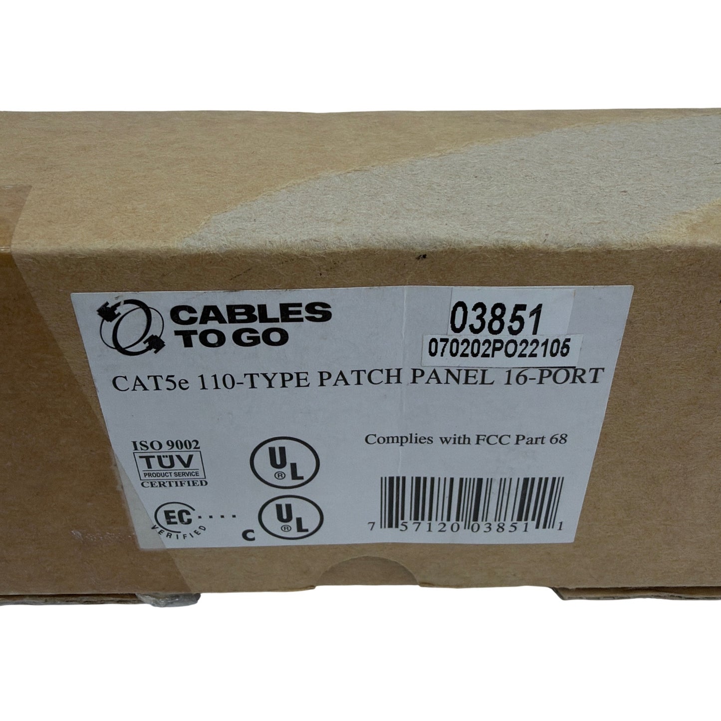 Cables To Go 03851 CAT5e 110‑Type Patch Panel, 16‑Port (Open Box)