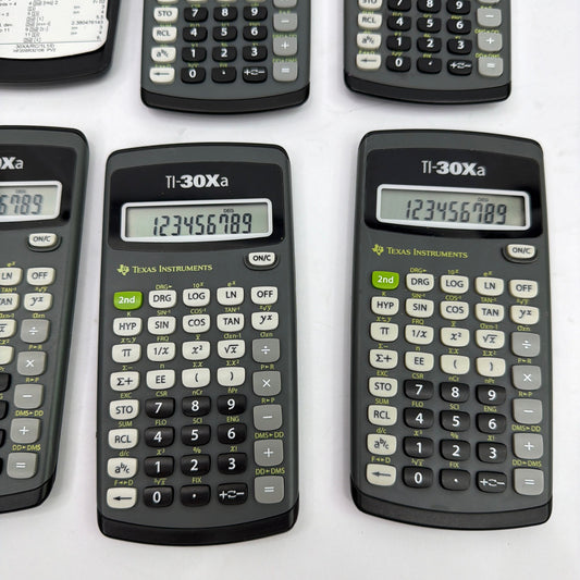 Lot of 5 Texas Instruments TI-30Xa Scientific Calculators with 3 Slide Covers
