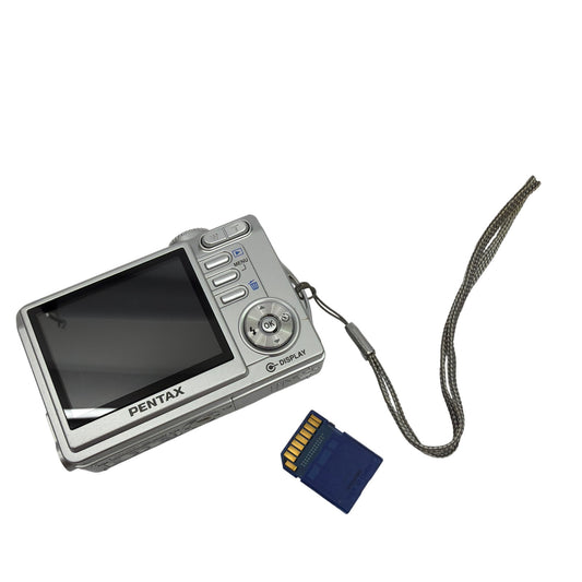 Pentax Optio 50L 5.0MP Digital Camera Silver w/ 2GB SD Card - Tested Working