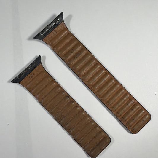 45mm Leather Watch Band Strap Compatible with Apple Watch S/M Blue Brown