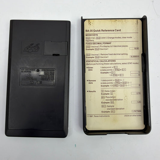 Texas Instruments BA-35 Business Analyst Calculator with Case Reference Card