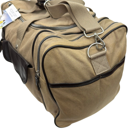 Calvin Klein Tan Canvas Travel Duffle Bag with Black Trim Gift With Purchase