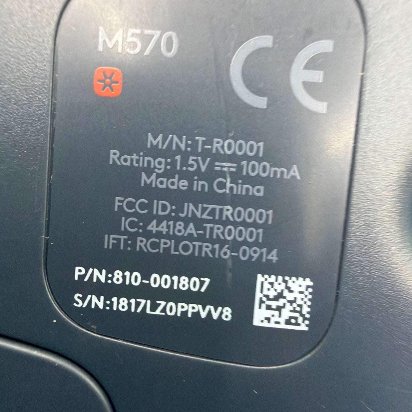 Logitech M570 Wireless Trackball Mouse Black Blue with USB Receiver