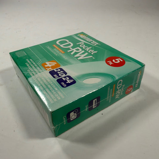 Memorex Pocket CD-RW Mini Discs 8cm 210MB 24min 4X 5-Pack Sealed