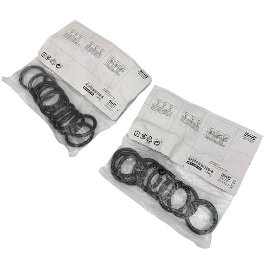 Lot of 2 IKEA SYRLIG Curtain Rings with Clips & Hooks Black 38 mm 802.240.96