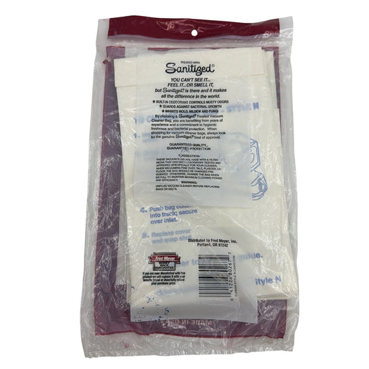 Fred Meyer Vacuum Cleaner Bags for Eureka Style N Canisters – 4-Pack, Sealed
