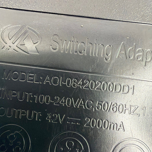 AOI-08420200DD1 42V 2A Switching Power Adapter Charger w/ 3-Pin XLR Style Plug