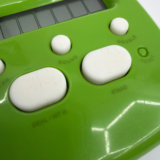 Radica Pocket Blackjack Handheld Electronic Game Green White Tested Working