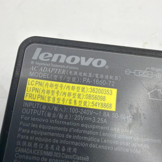 Lenovo 65W AC Adapter Charger PA-1650-72 20V 3.25A Slim Tip with Power Cord