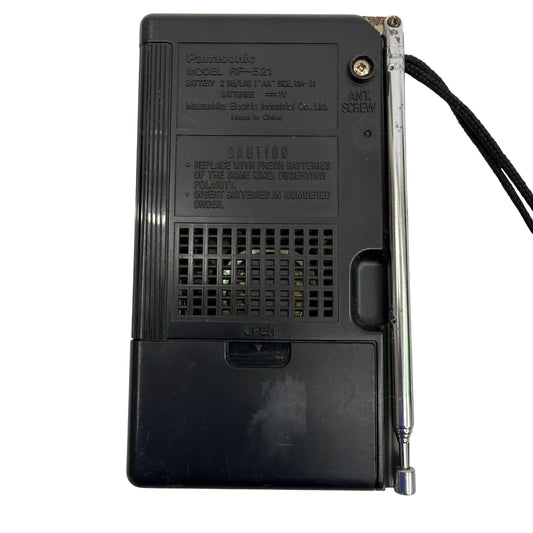 Panasonic RF-521 Portable AM/FM Pocket Radio Black Tested Working