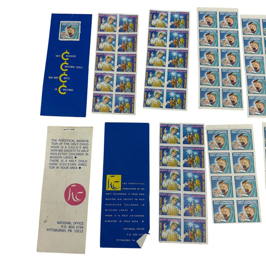 Lot of 100+ Vintage Holy Childhood Christmas Seals Charity Stamps with Booklets