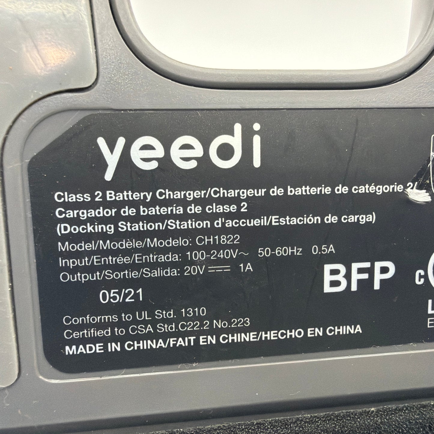 Yeedi CH1822 Robot Vacuum Charging Dock Station with Power Cord Tested Working