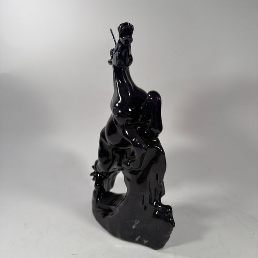 Black Rearing Horse Candle Figurine 11 x 7 x 4 in