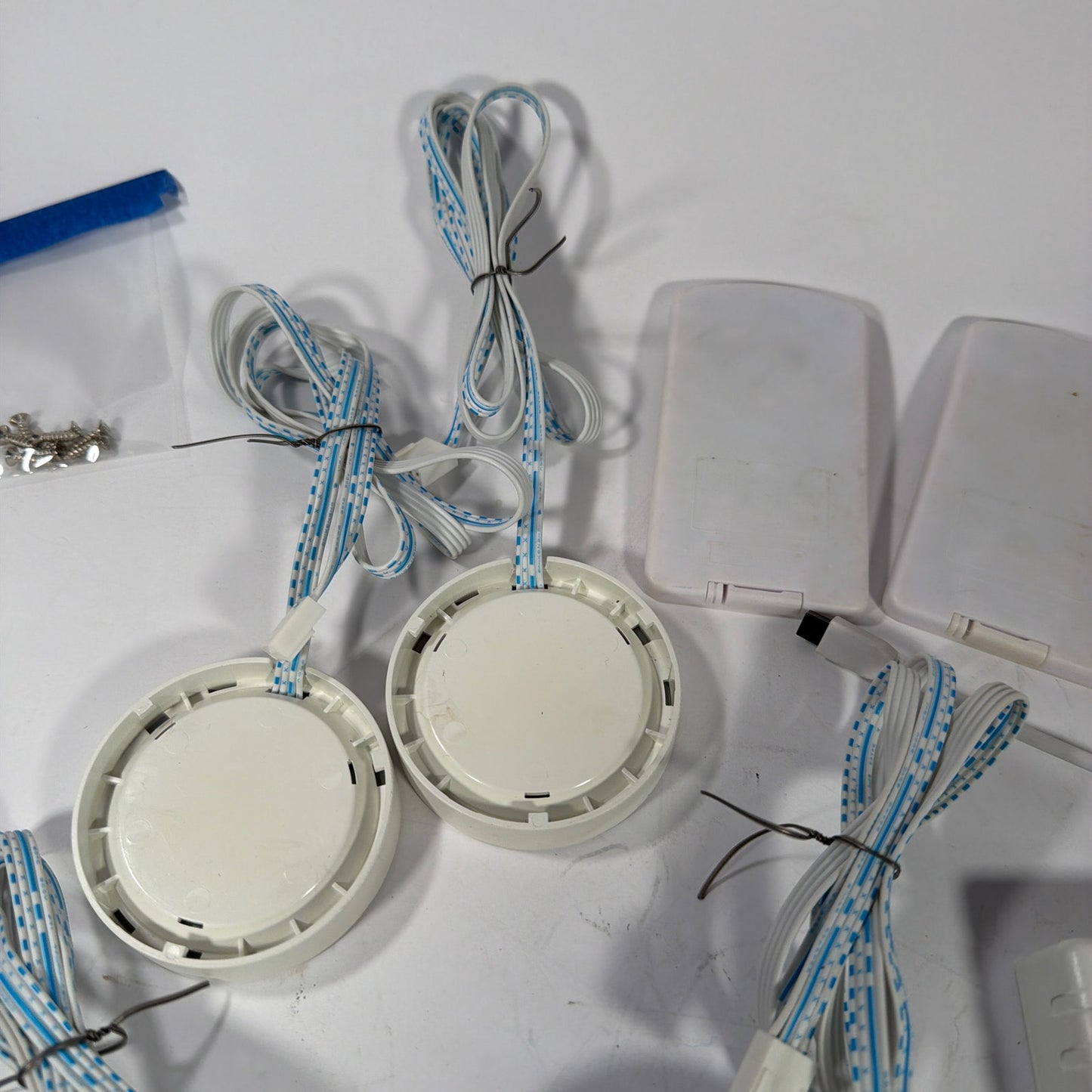 6 RGB LED Puck Lights Under Cabinet Kit w/ 2 Remotes & 2 Power Adapters Tested