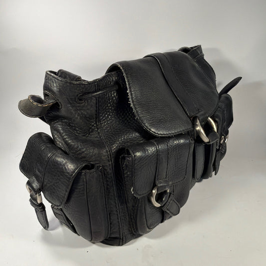 Cole Haan Black Pebbled Leather Messenger Shoulder Bag 16 x 5 x 10 in