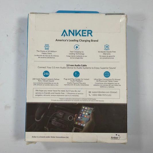 Anker A7113 4ft 3.5mm AUX Audio Cable Male to Male