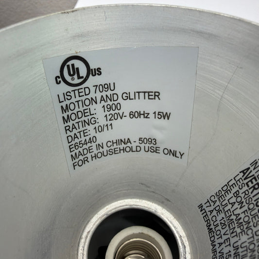 Motion and Glitter Lamp Model 1900 Silver 3in Diameter Tested Working No Bulb