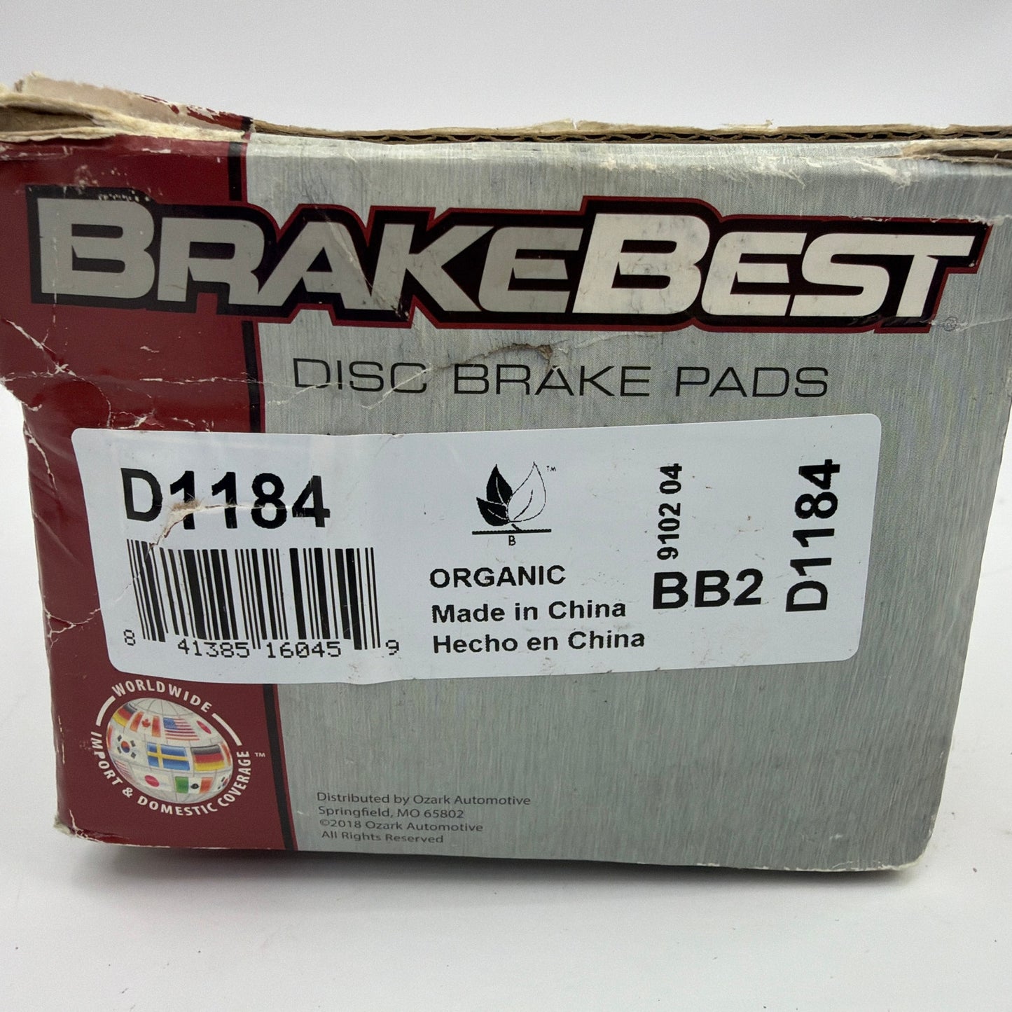 BrakeBest D1184 Front Organic Disc Brake Pads Set with Hardware Clips