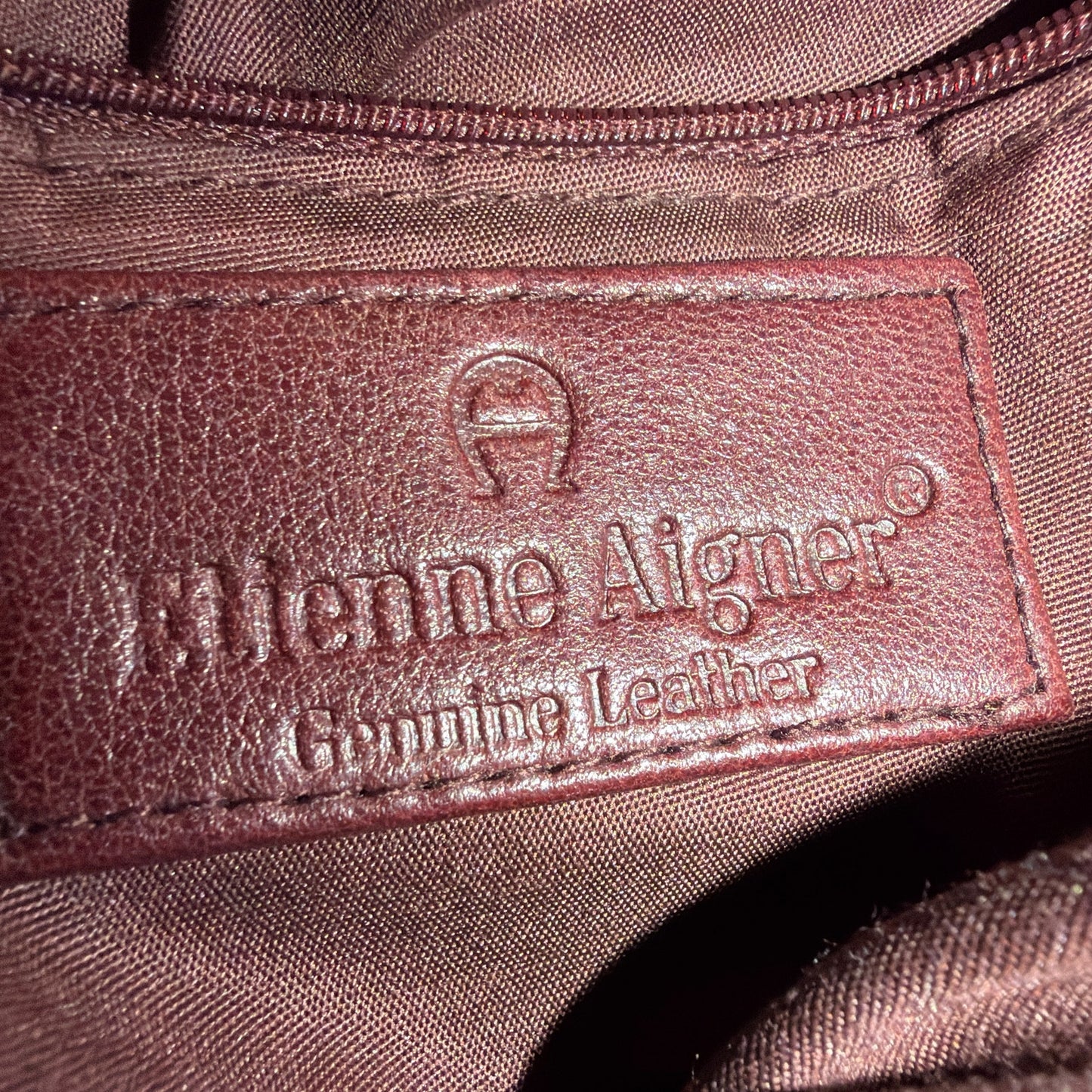 Etienne Aigner Genuine Leather Burgundy Hobo Shoulder Bag