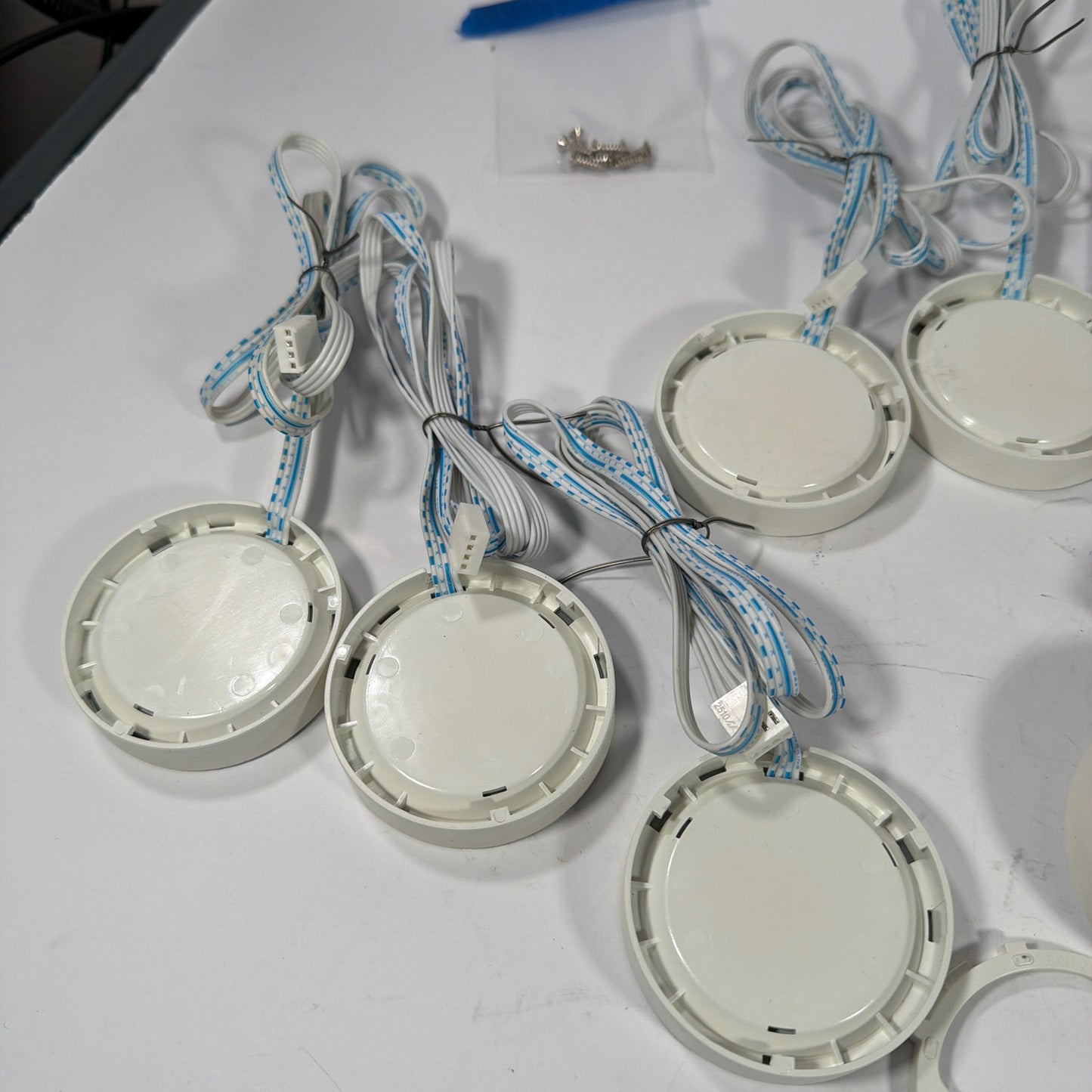 6 RGB LED Puck Lights Under Cabinet Kit w/ 2 Remotes & 2 Power Adapters Tested