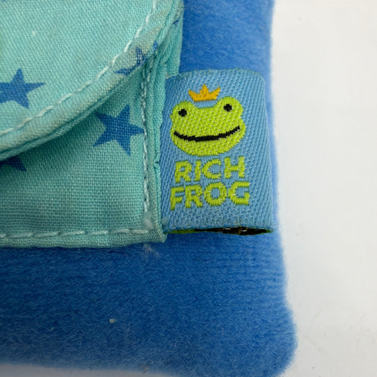 Rich Frog Blue Plush Coin Purse Pouch Moon & Stars Approx 4 x 3 x 2 in
