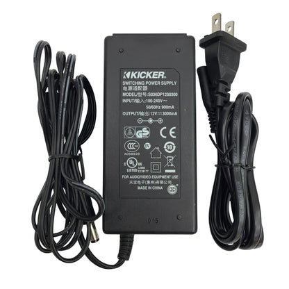Kicker S036DP1200300 12V 3A Switching Power Supply AC Adapter with Power Cord