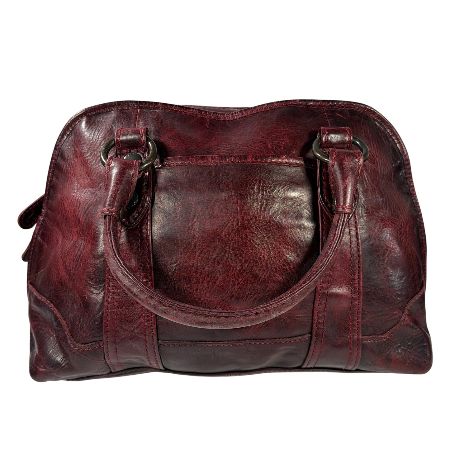 Frye Oxblood Burgundy Leather Satchel Handbag with Shoulder Strap