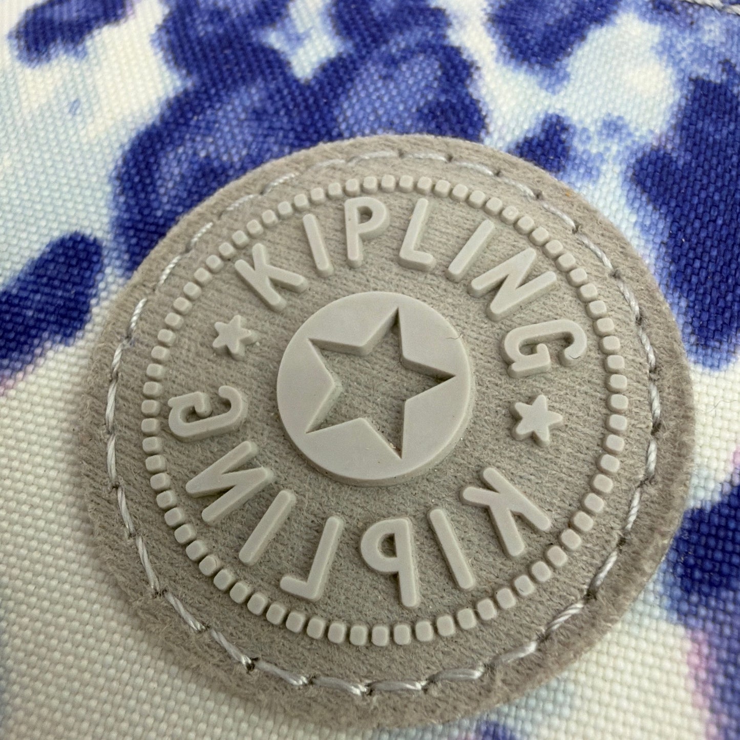 Kipling Small Blue White Print Crossbody Bag With Monkey Keychain