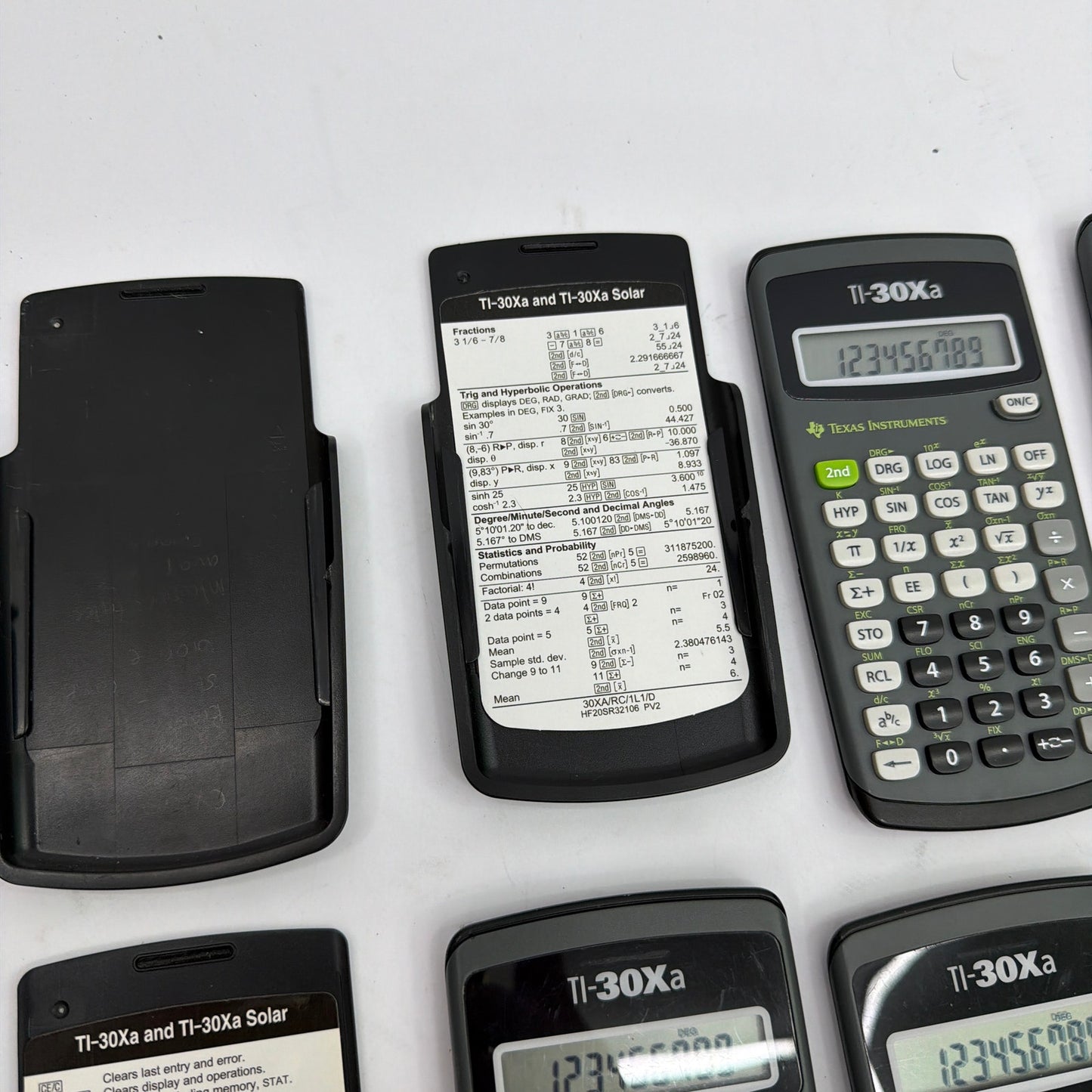 Lot of 5 Texas Instruments TI-30Xa Scientific Calculators with 3 Slide Covers