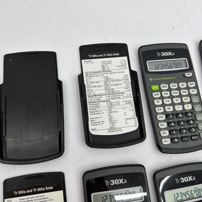 Lot of 5 Texas Instruments TI-30Xa Scientific Calculators with 3 Slide Covers