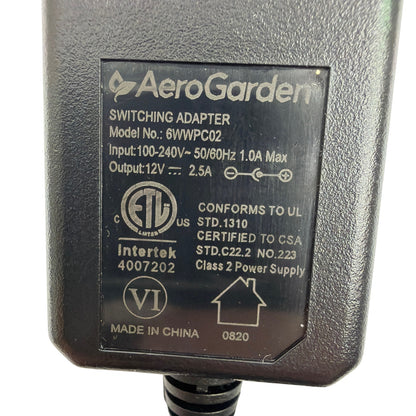 AeroGarden 6WWPC02 12V 2.5A Switching Power Adapter