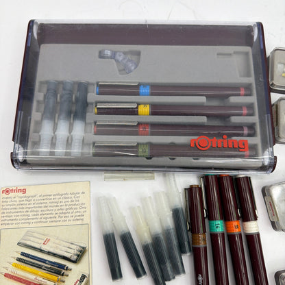 rOtring Rapidograph F Technical Pen Set w/ Case, Tips & Accessories