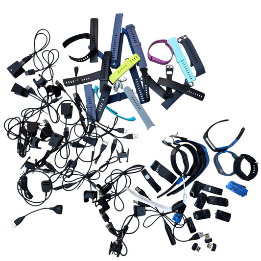 Bulk Fitbit Lot: Trackers, Bands & Chargers Untested As-Is 2+ lb