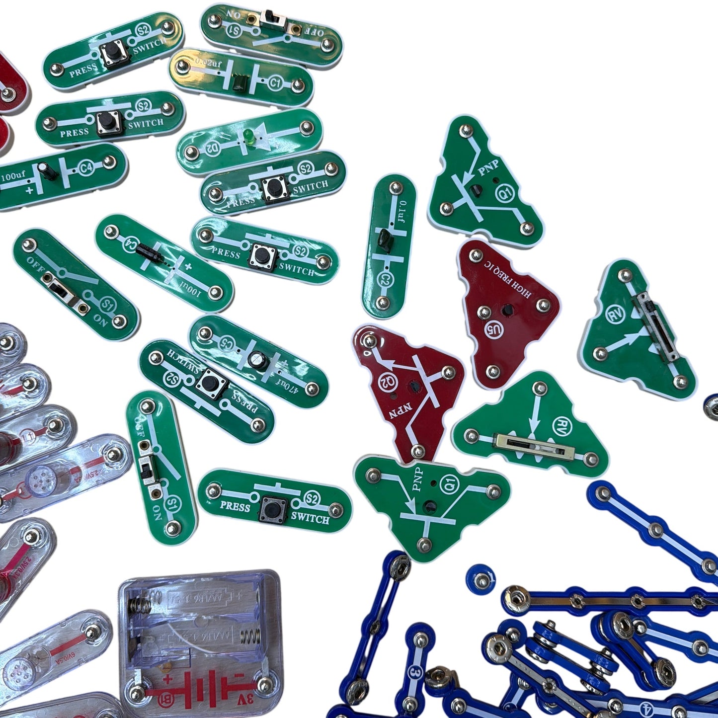 Elenco Snap Circuits Assorted Parts Lot U1 Music IC U3 Space War IC Speakers W/3