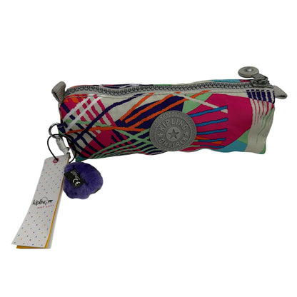 Kipling AC3364 Zip Pencil Case Cosmetic Pouch Multicolor With Monkey Keychain