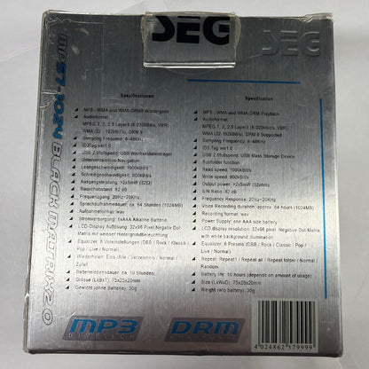 SEG MP57-1024 Black Matrix 2.0 1GB USB MP3 Player Tested Working