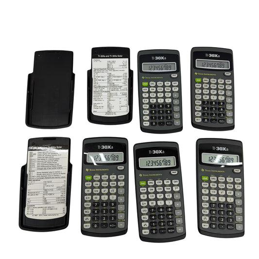 Lot of 5 Texas Instruments TI-30Xa Scientific Calculators with 3 Slide Covers