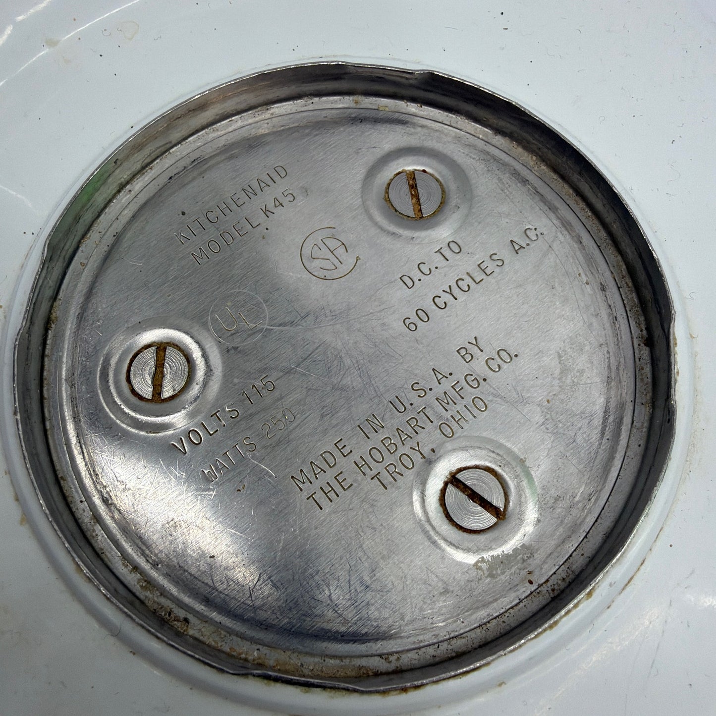 Vintage KitchenAid Hobart K45 Tilt-Head Stand Mixer White Parts/Repair with Bowl