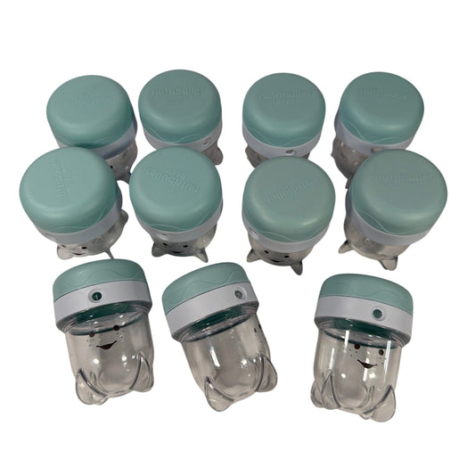 NutriBullet Baby Food Storage Cups with Lids Teal Lot of 11