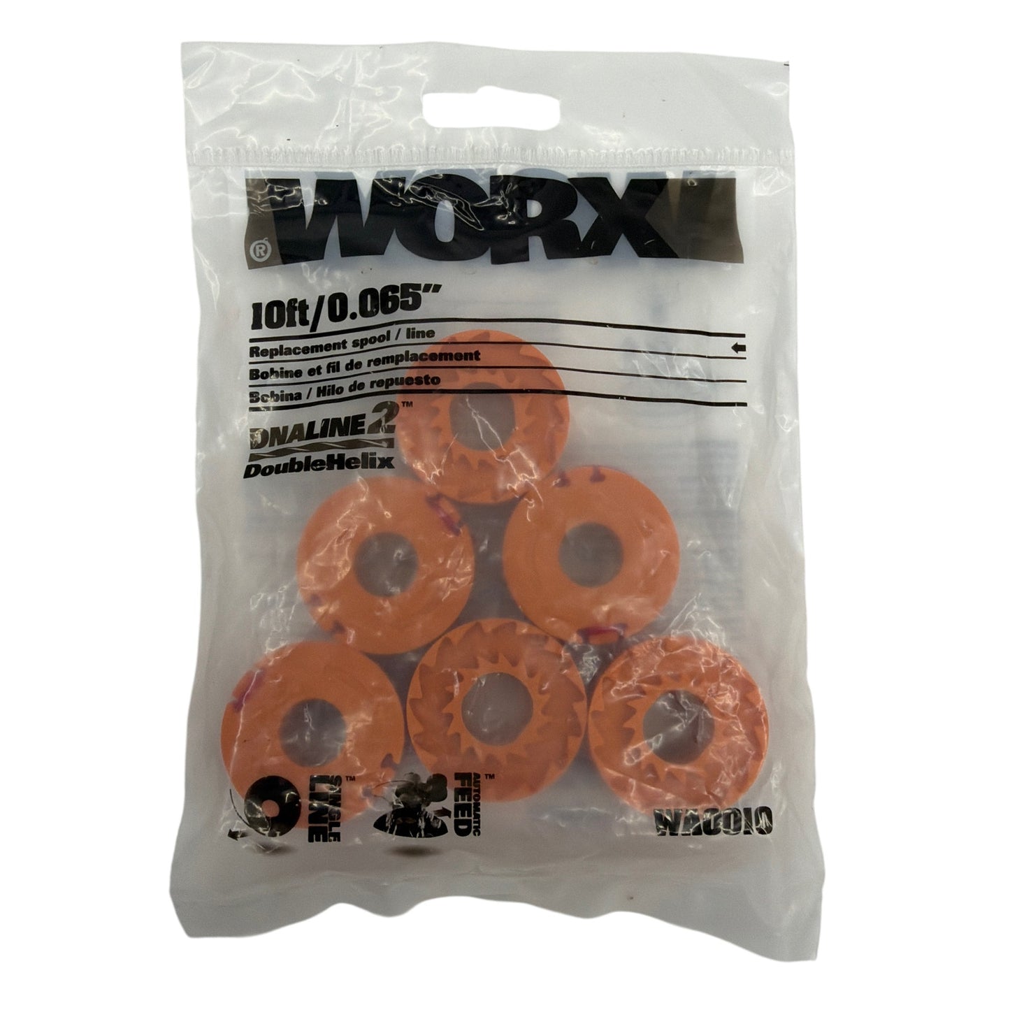 WORX WA0010 DNA2 DoubleHelix Replacement Trimmer Spool Line 0.065 in 10 ft Multi