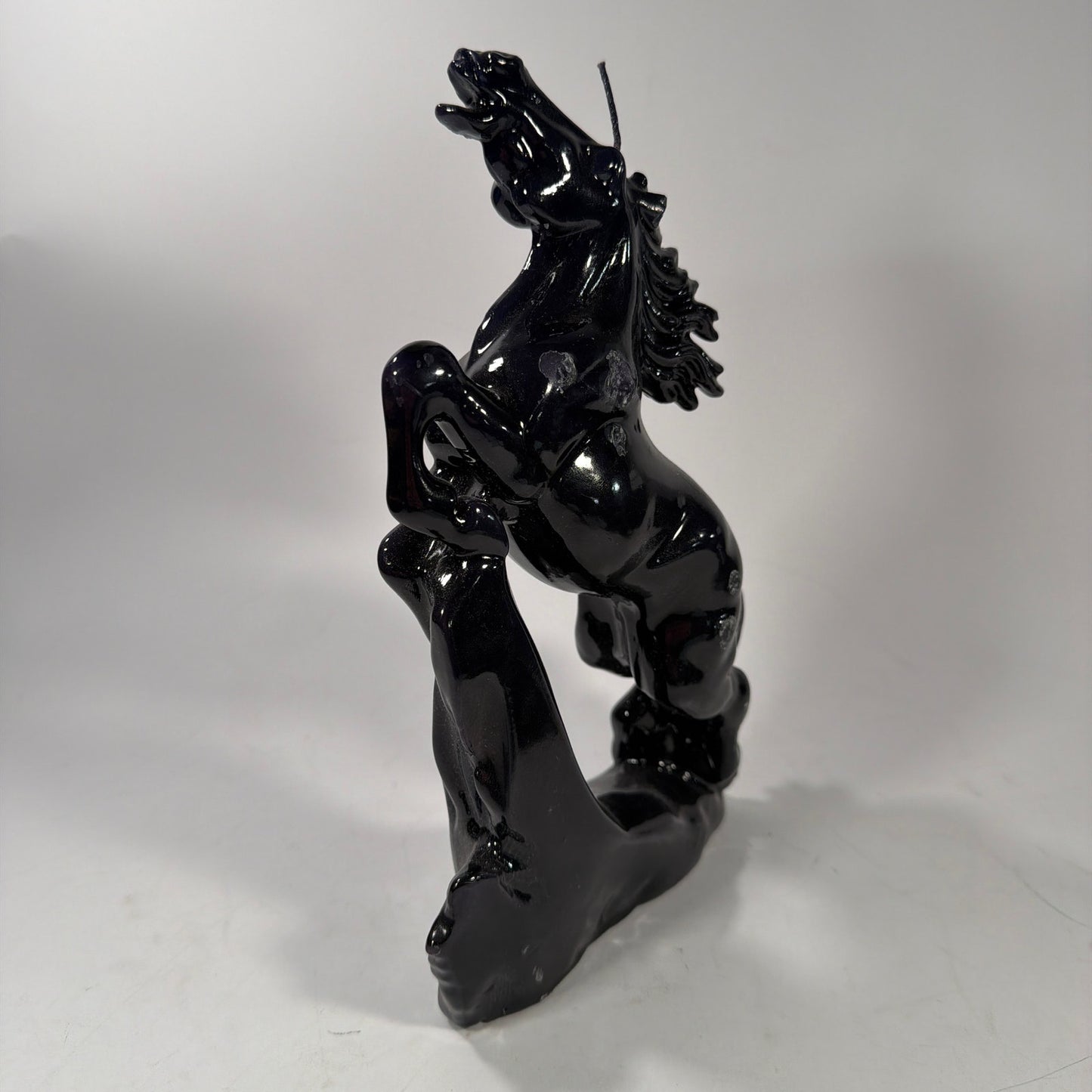 Black Rearing Horse Candle Figurine 11 x 7 x 4 in