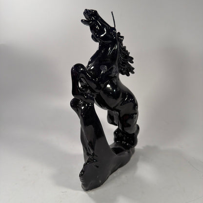 Black Rearing Horse Candle Figurine 11 x 7 x 4 in