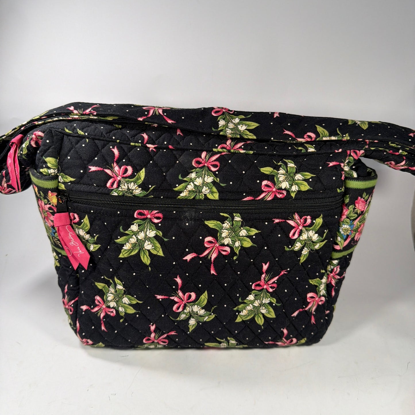 Vera Bradley Quilted Shoulder Bag Floral Bow Print Approx 12x6x10